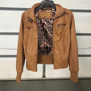 Faux Light Brown Leather Jacket